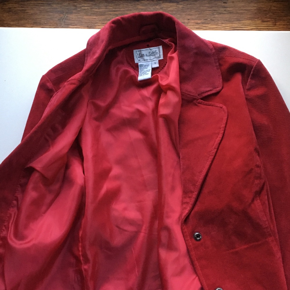 Red leather blazer